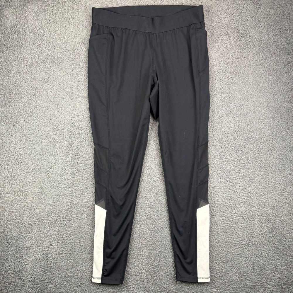 Livi Active‎ Womens Black White Colorblock Mesh Panel Leggings Size 14/16 Active